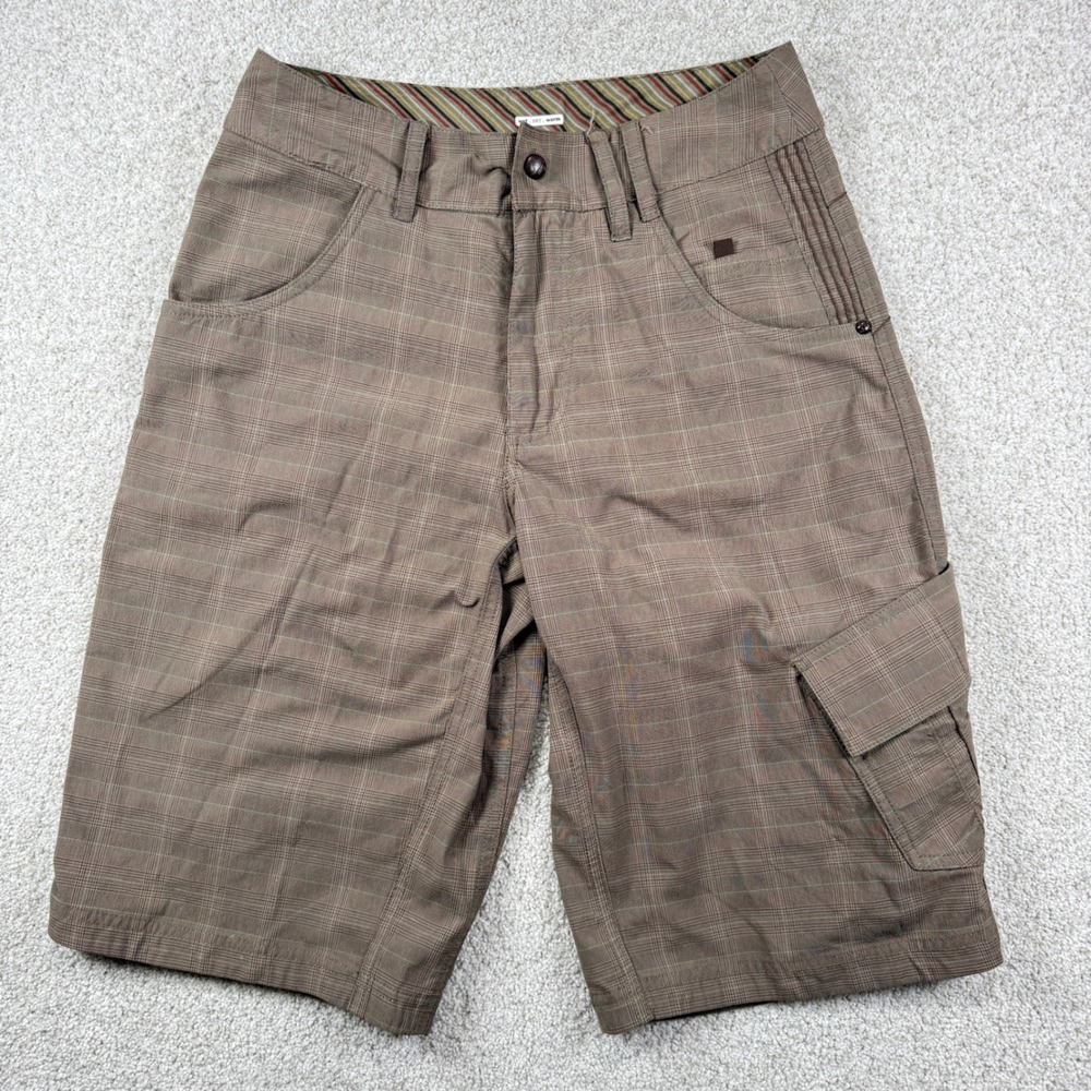 Lululemon Cargo Shorts Mens 30 Brown Plaid Performance Nylon‎ Spandex Stretch - Picture 2 of 5